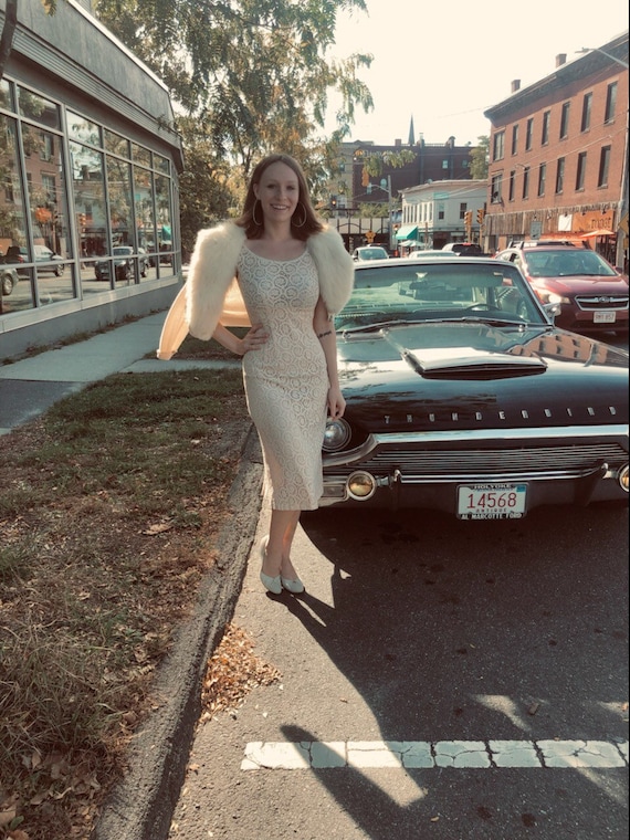 1950s Phyllis Dance Time Ivory Lace Cocktail Dress Wiggle Dress! - Etsy