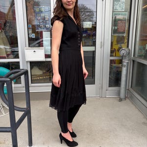 Vintage 90s Adrianna Papell Black Chiffon Cocktail Dress LBD bild 2