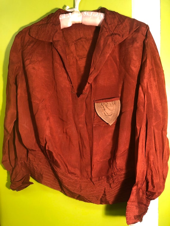 Art Deco Vintage 1920s Silk Midi Blouse - image 3