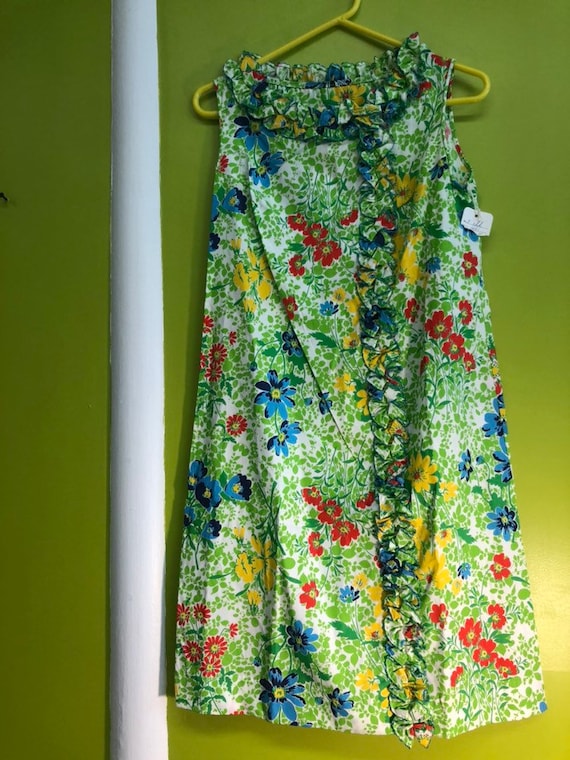 1960s Dead Stock Miss Elaine Ruffled Floral Spring