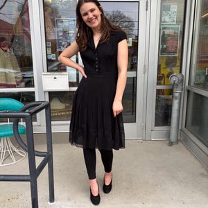Vintage 90s Adrianna Papell Black Chiffon Cocktail Dress LBD bild 4