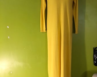 Vintage 1970s Bonnie Cashin Yellow Cashmere Maxi Dress with Belt