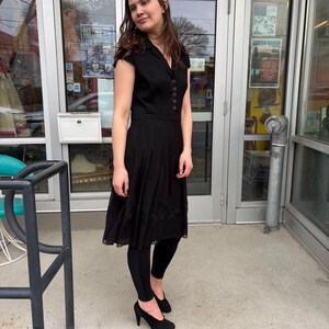Vintage 90s Adrianna Papell Black Chiffon Cocktail Dress LBD bild 3