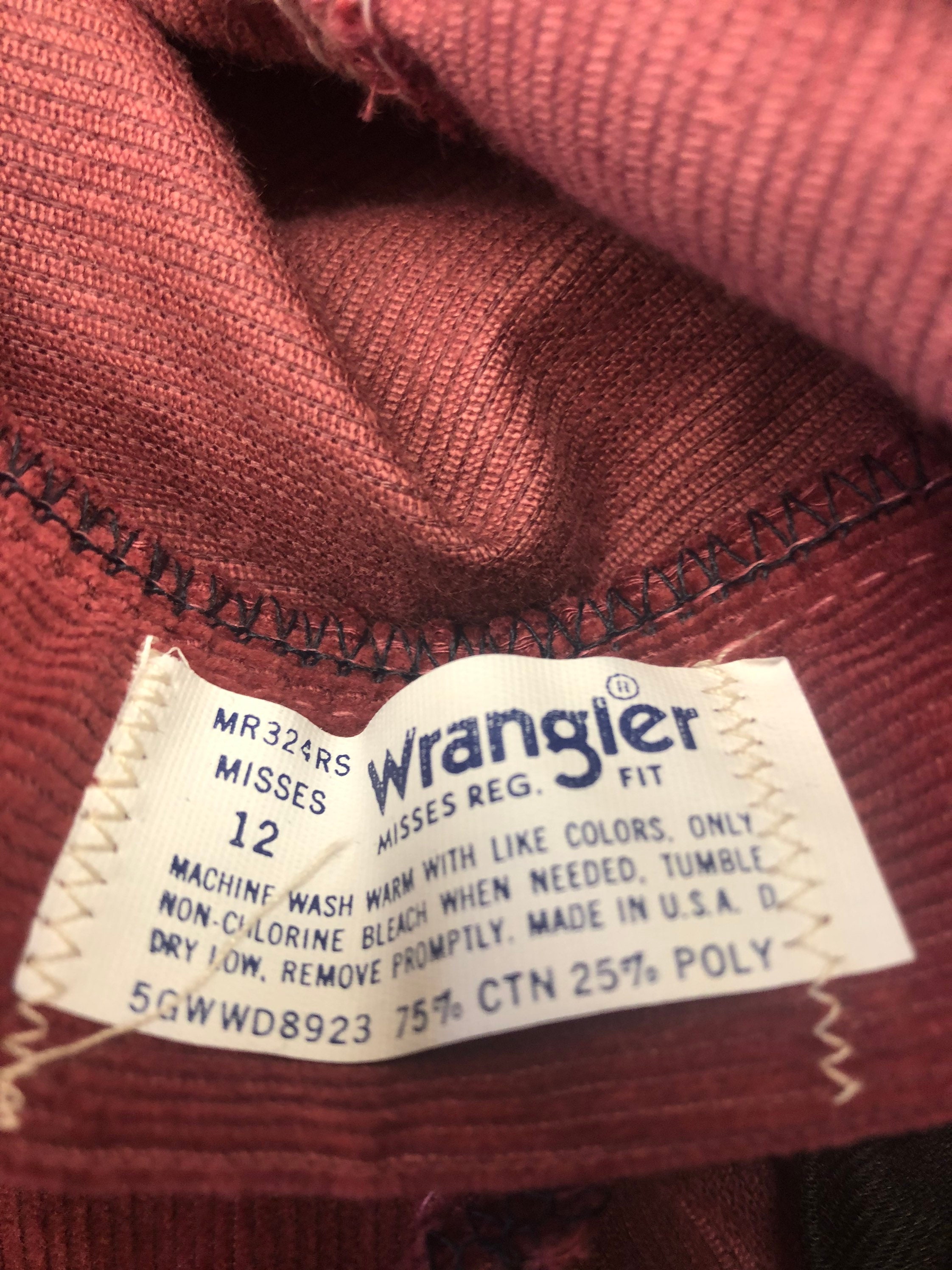 1960s Misses Wrangler Cords in Mauve Rose - Etsy