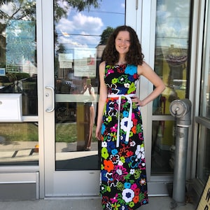 Vintage 1960s Mod Flower Maxi Dress by Poppy