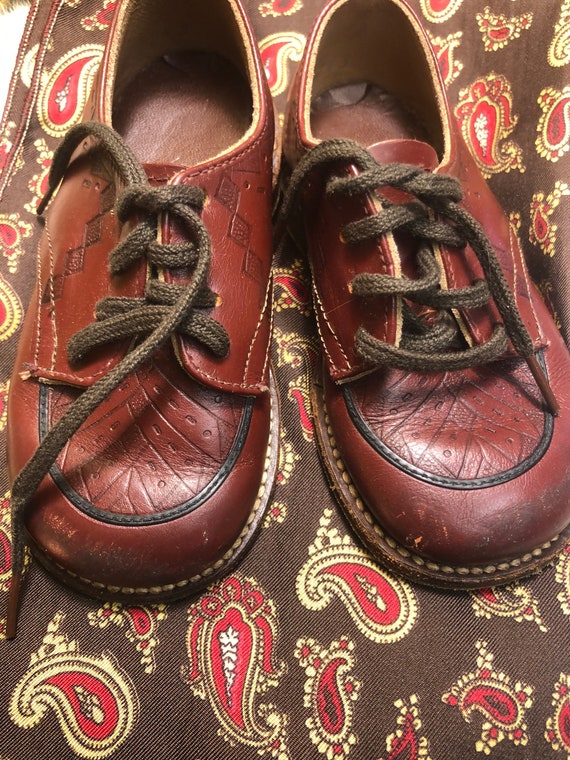 1950s Tooled Leather Boys Oxford by Storkline! - image 5