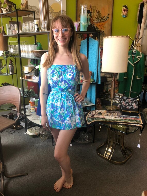 1960s Sea Waves Bathing Suit Romper
