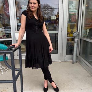 Vintage 90s Adrianna Papell Black Chiffon Cocktail Dress LBD bild 9