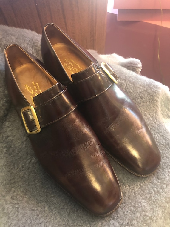 1960s Alan McAfee Mod Gold Buckle Slip On Shoes
