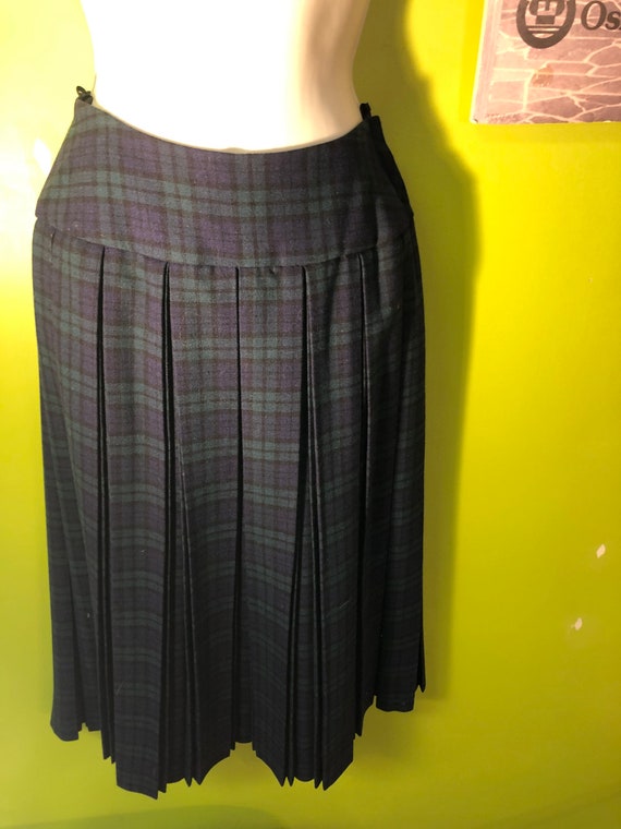 Vintage 1950s Wool Plaid Pleated Skirt - image 7