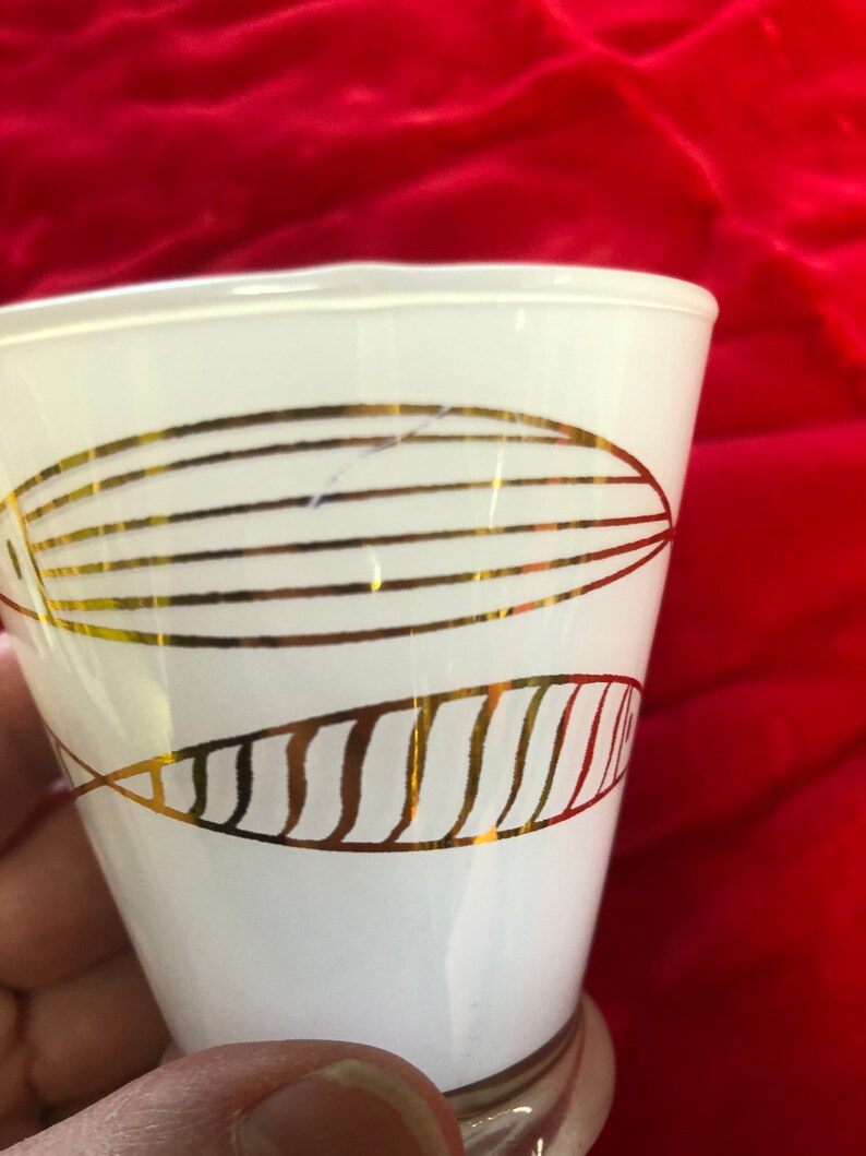 Vintage Midcentury 1960s Fred Press White Cased Goldfish Cocktail/shot