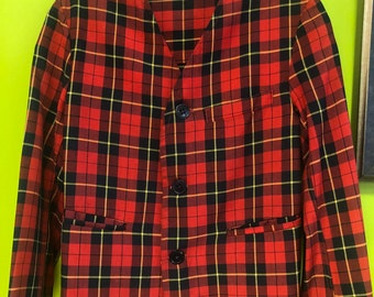 Vintage 1960s Boys Red Plaid Suit Jacket by Tom Sawyer for Real Boys