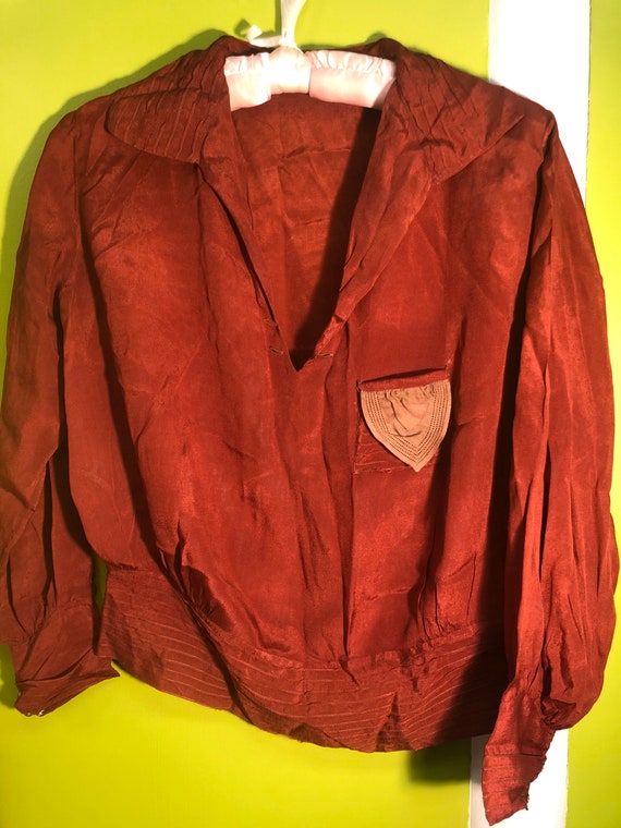 Art Deco Vintage 1920s Silk Midi Blouse - image 1