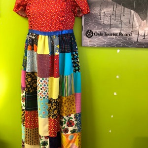 Vintage 1970s Patchwork Maxi Dress