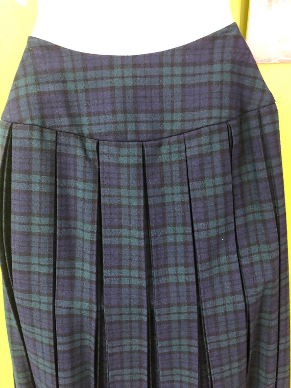 Vintage 1950s Wool Plaid Pleated Skirt - image 3
