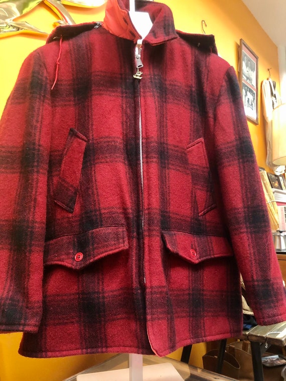 1960s Woolrich Red and Black Plaid Wool Reversible