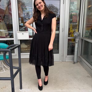 Vintage 90s Adrianna Papell Black Chiffon Cocktail Dress LBD bild 5