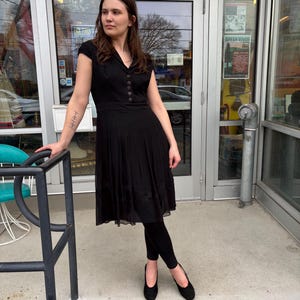 Vintage 90s Adrianna Papell Black Chiffon Cocktail Dress LBD bild 10