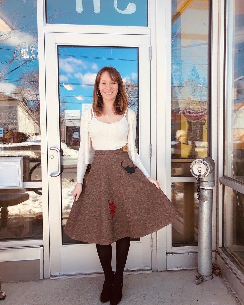 1950s Wool Felt Leaf Novelty Skirt image 1