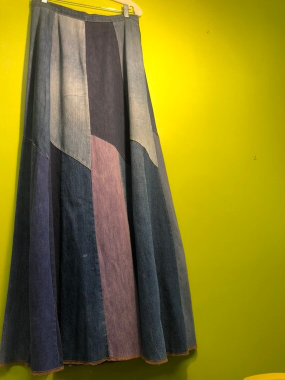 1960s Denim Panel Maxi Skirt