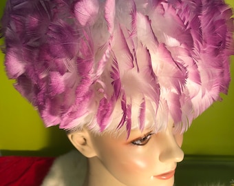 Vintage 1960s Purple Feather Fancy Hat!