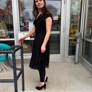 Vintage 90s Adrianna Papell Black Chiffon Cocktail Dress LBD bild 6