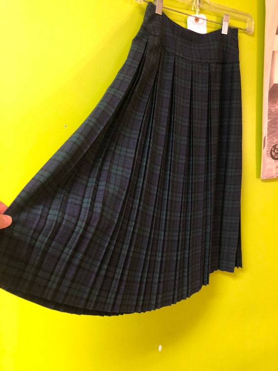 Vintage 1950s Wool Plaid Pleated Skirt - image 2