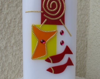 Taufkerze - Konfirmationskerze - Kommunionskerze "modern" - Sonderpreis - Ausverkauf