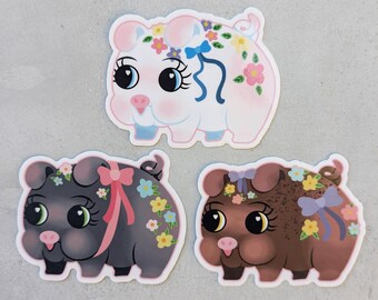 Vintage Ceramic Pig Vinyl Stickers
