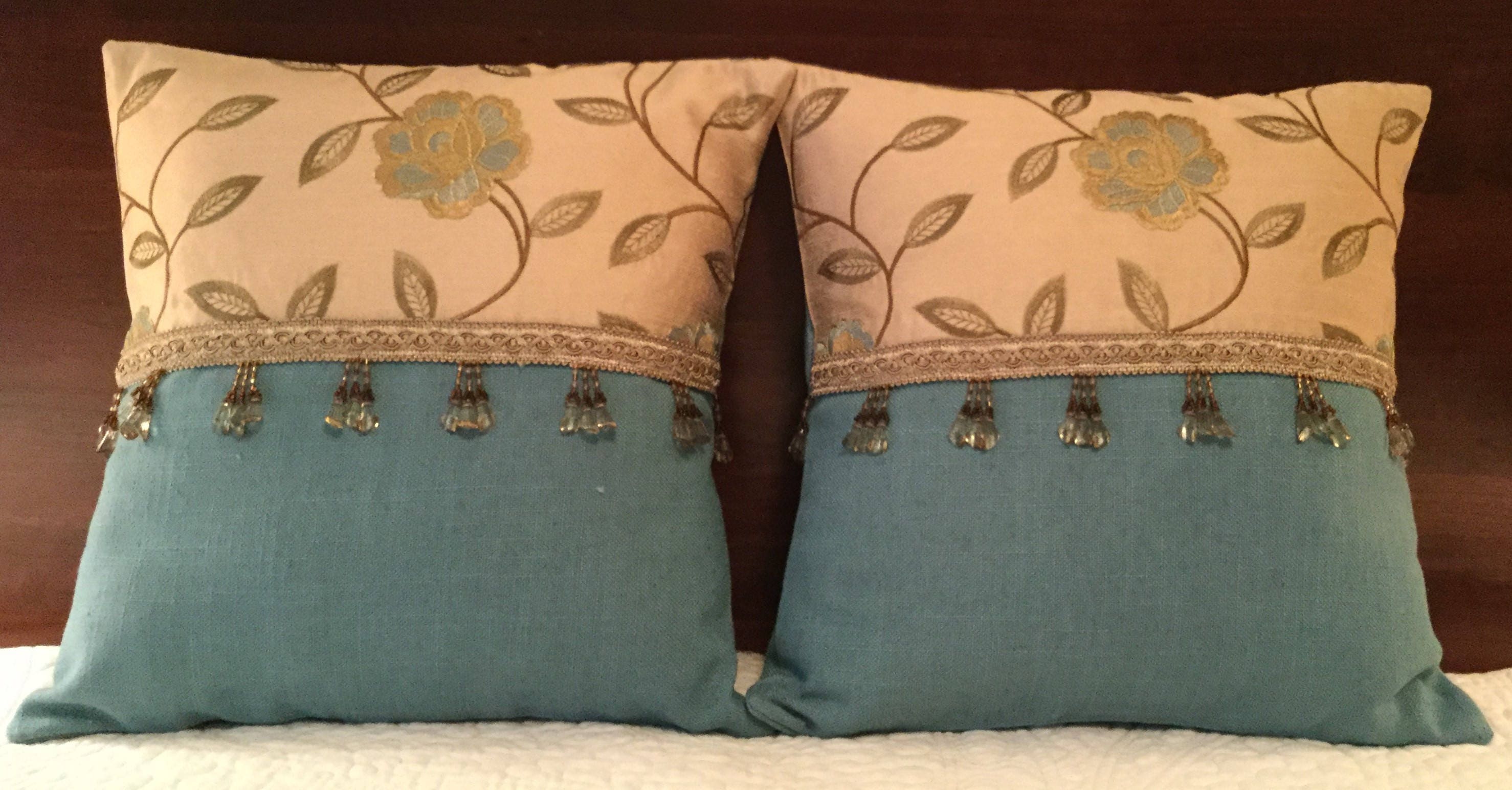 Elegant Decorative Pillow Cover Crystal Beaded Trim Etsy