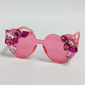 Pink Embellished Rhinestone Crystal Festival Sunglasses
