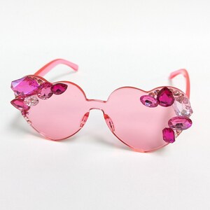 Pink Embellished Rhinestone Crystal Festival Sunglasses