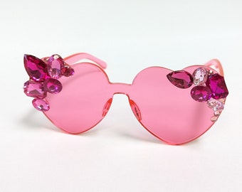 Pink Embellished Rhinestone Crystal Festival Sunglasses