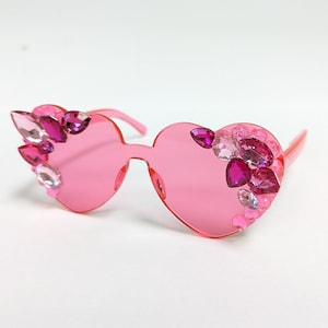Pink Embellished Rhinestone Crystal Festival Sunglasses
