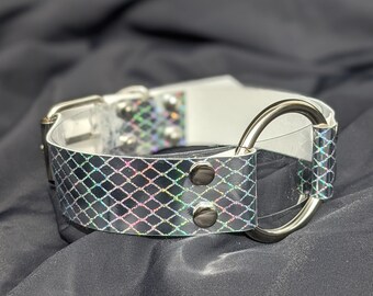 1 inch Silver Holographic Lattice O Ring Festival Choker Collar Necklace