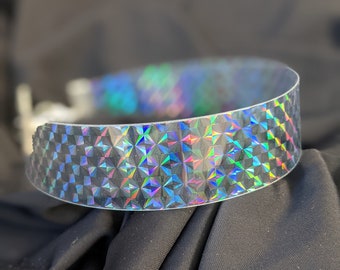 Clear Transparent Holographic Prism Festival Choker Necklace