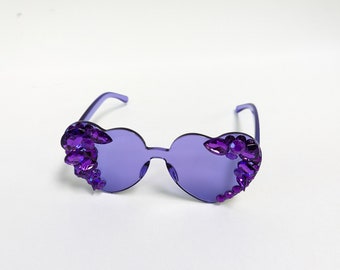 Purple Heart Shaped Glasses Clear Heart Sunglasses Purple