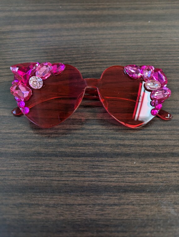 Pink Bling Festival Glamorous Sunglasses Pink Rhinestone Sunglasses – Rave Fashion Goddess main image 4
