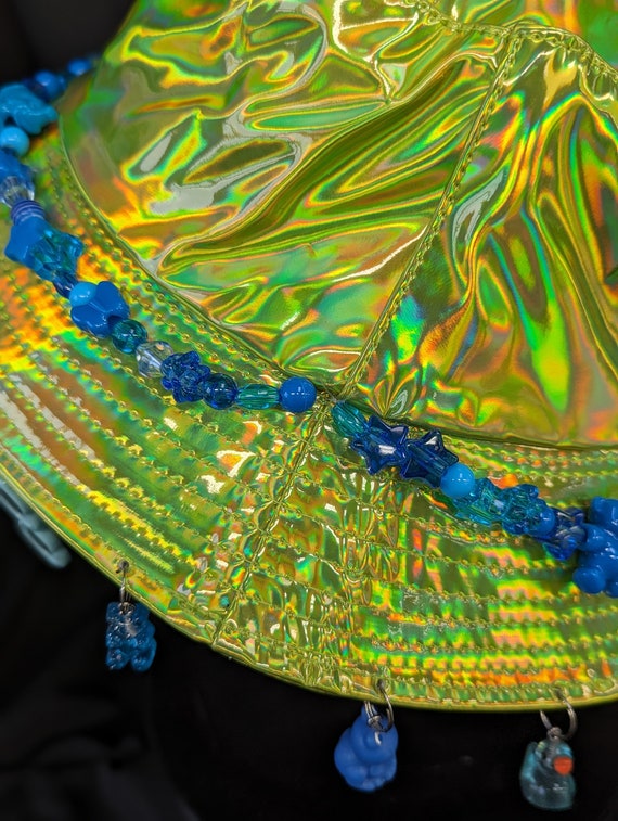 Green Holographic Bucket Hat - Blue Charms - Etsy display picture 3