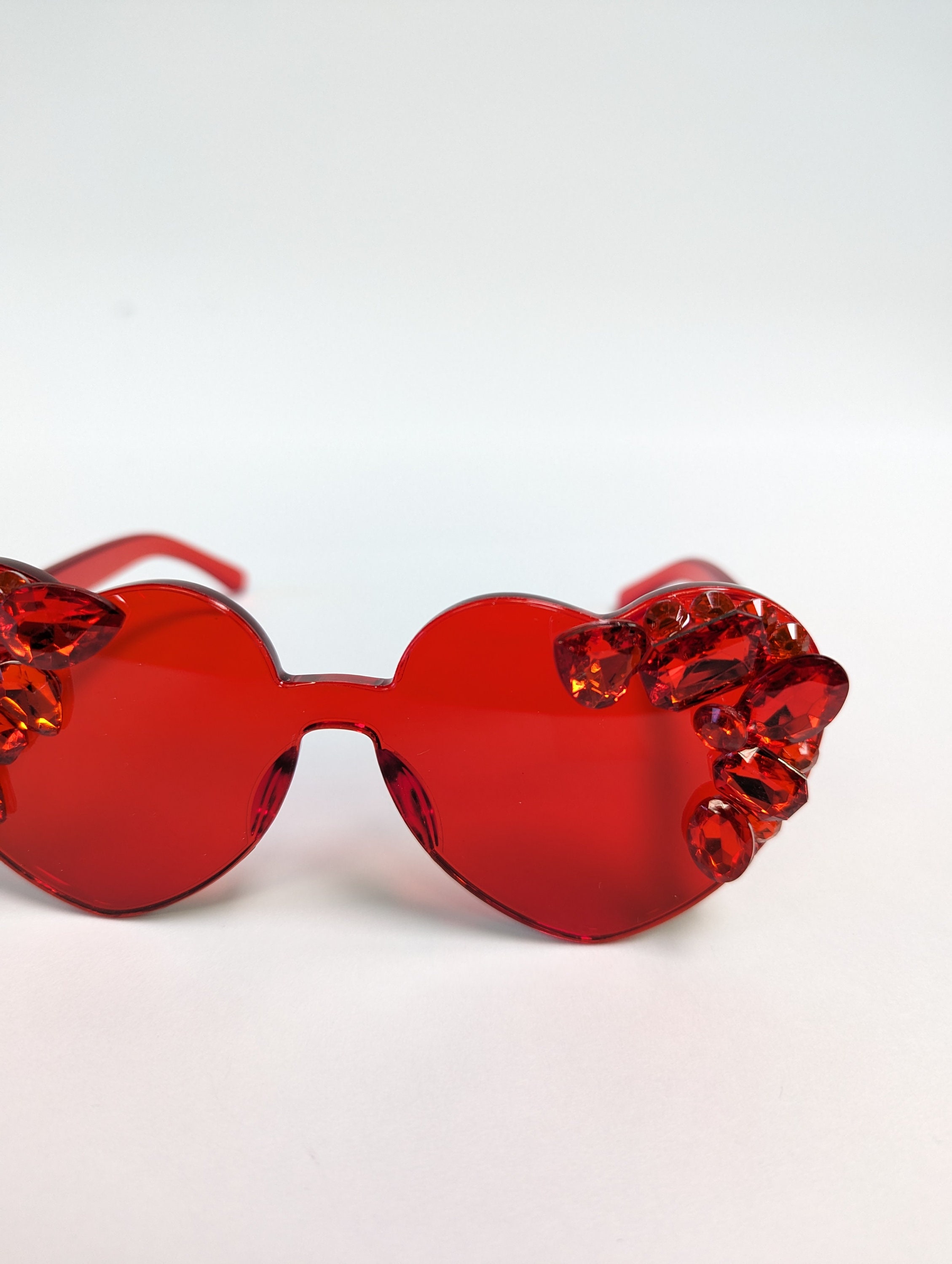 Red Embellished Rhinestone Crystal Festival Sunglasses - Etsy display picture 3