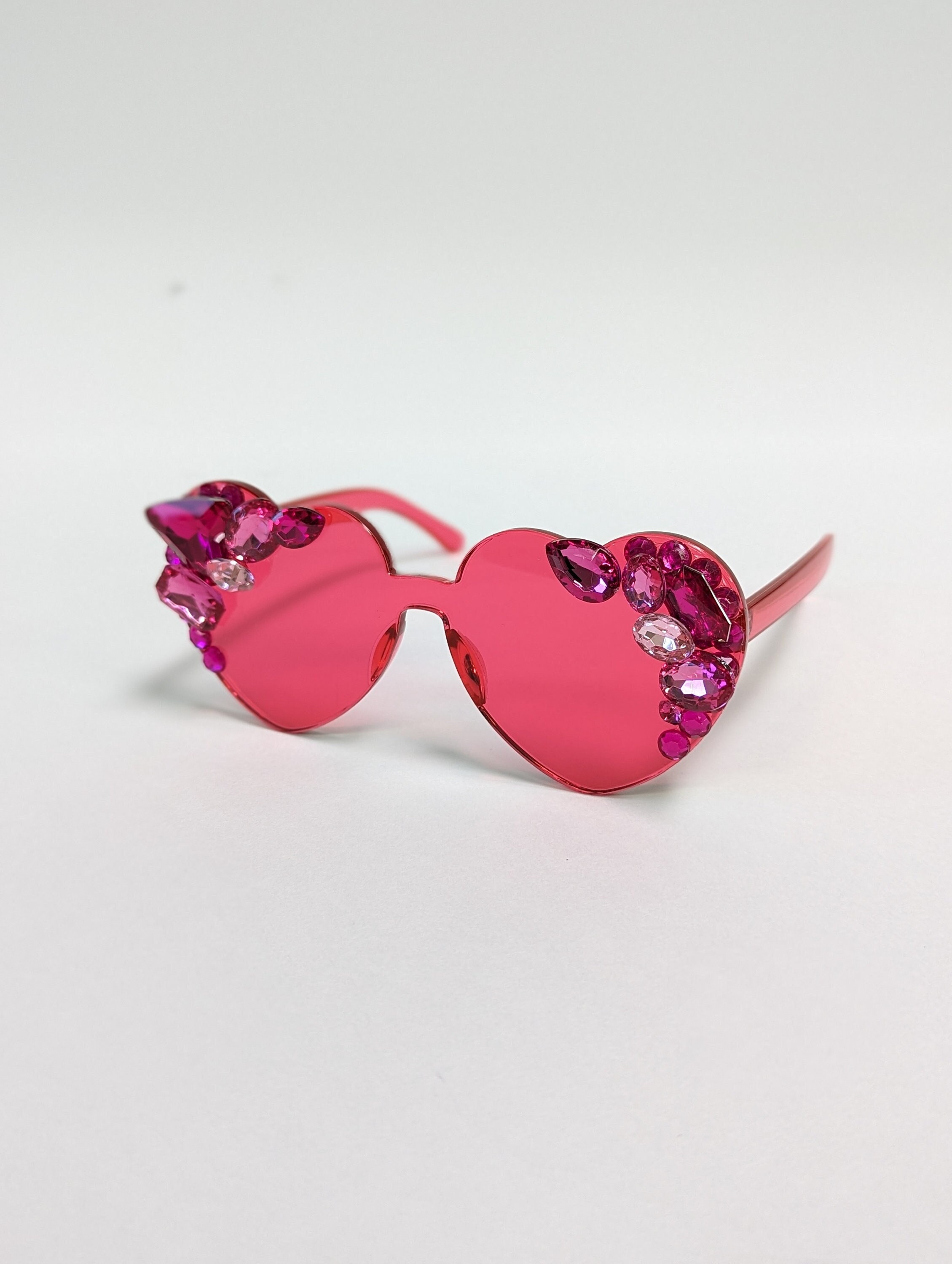 Pink Heart Glasses With Rhinestones - Etsy display picture 3