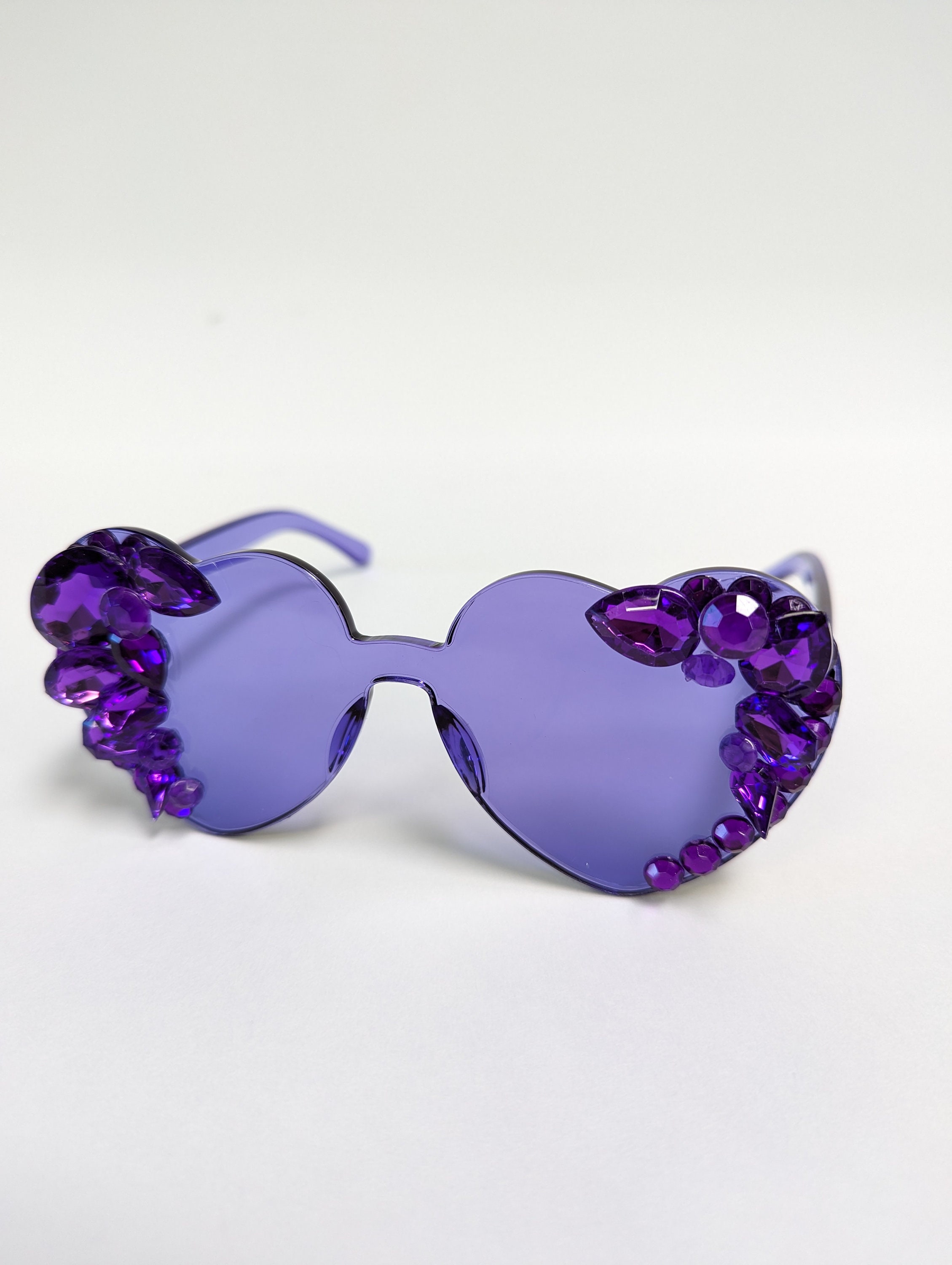 Purple Embellished Rhinestone Crystal Festival Sunglasses - Etsy
