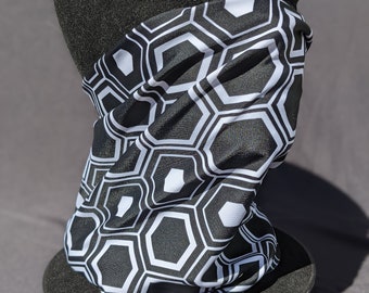 Black and White Geometric Octagons Festival Bandana Gaiter Mask