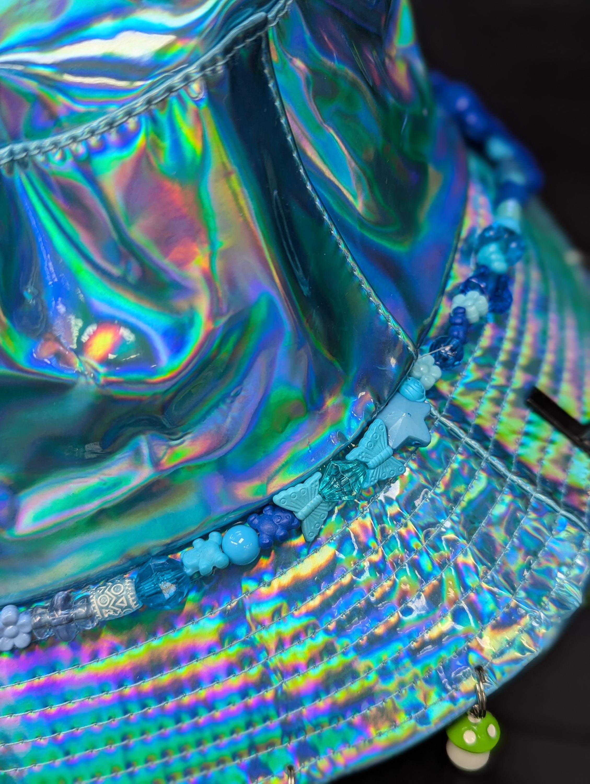 Yuki Bucket Hat with Clear Chain Straps In Holographic Pink IMG_1631_1200x1200.jpg?v=  main image 3