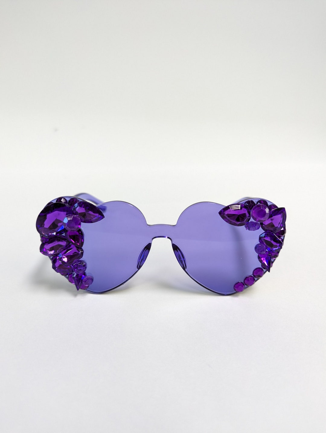 Purple Embellished Rhinestone Crystal Festival Sunglasses