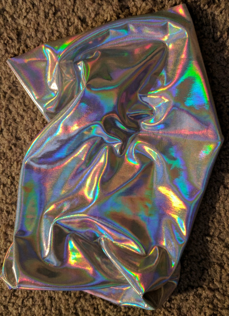 Holographic Iridescent Silver Festival Bandana Gaiter Mask afbeelding 4
