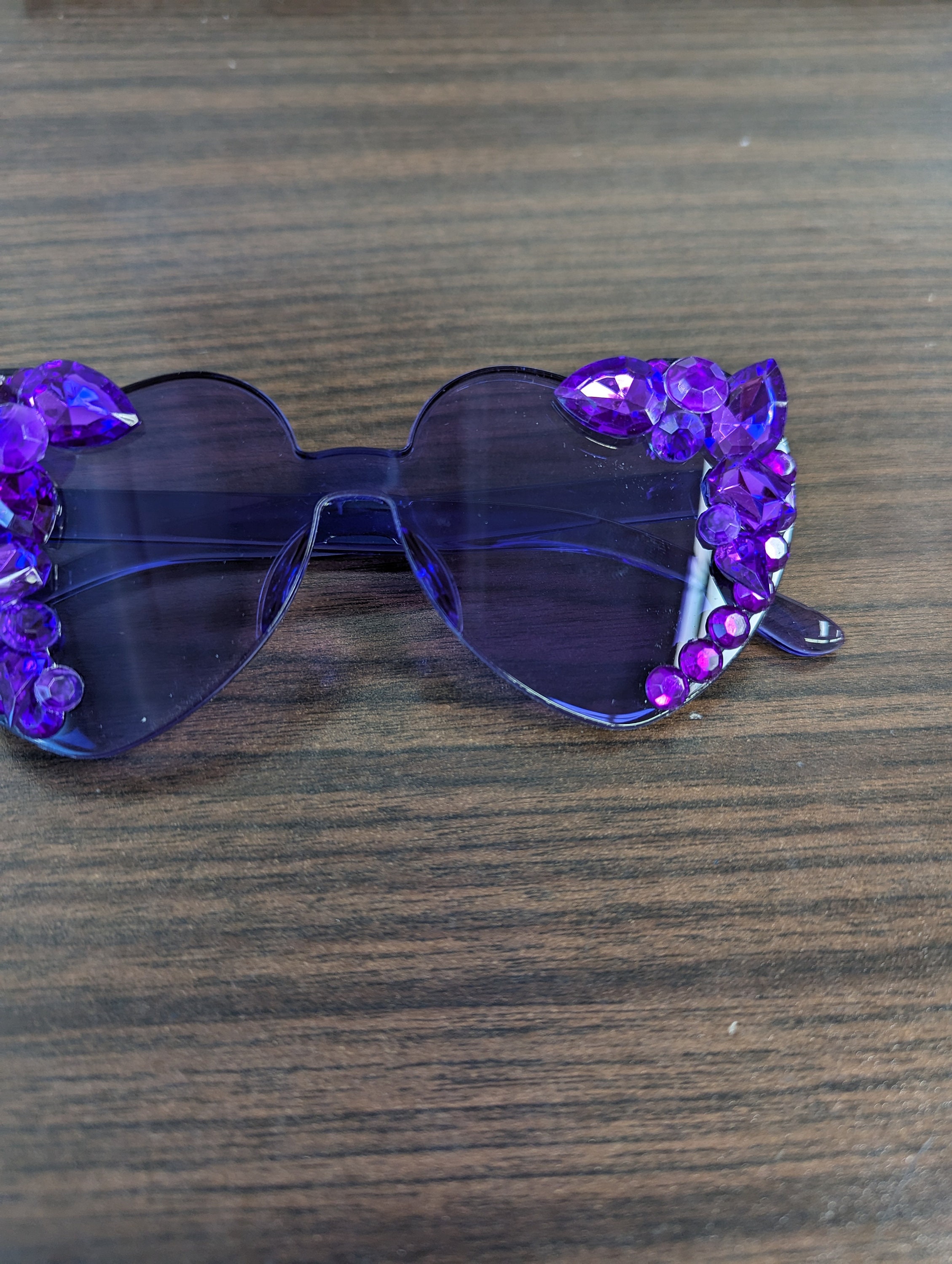 Purple Embellished Rhinestone Crystal Festival Sunglasses - Etsy display picture 3