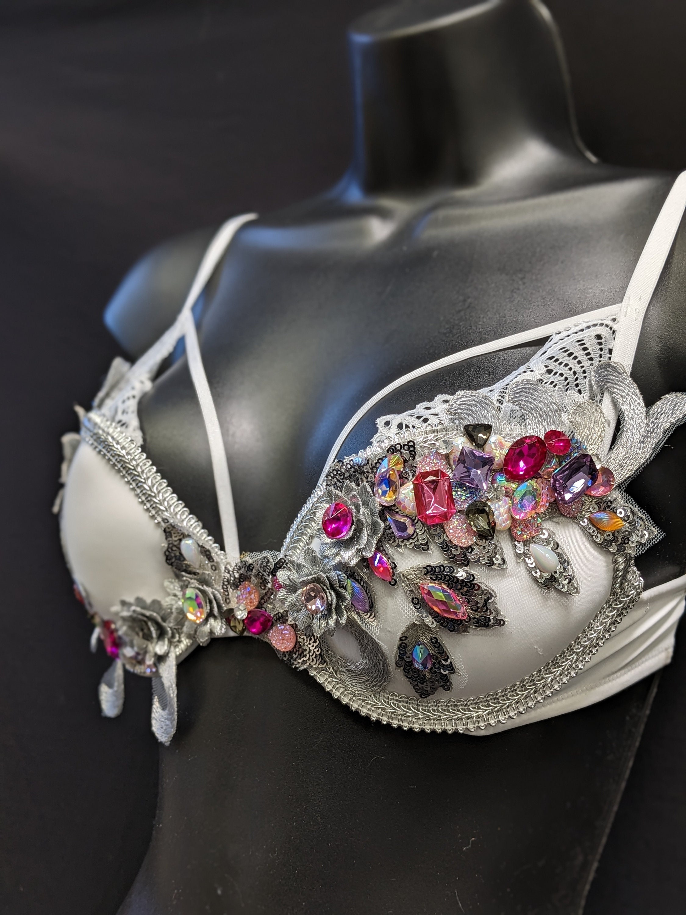 Bra Mardigras with Hanging Strands, Rave Bras