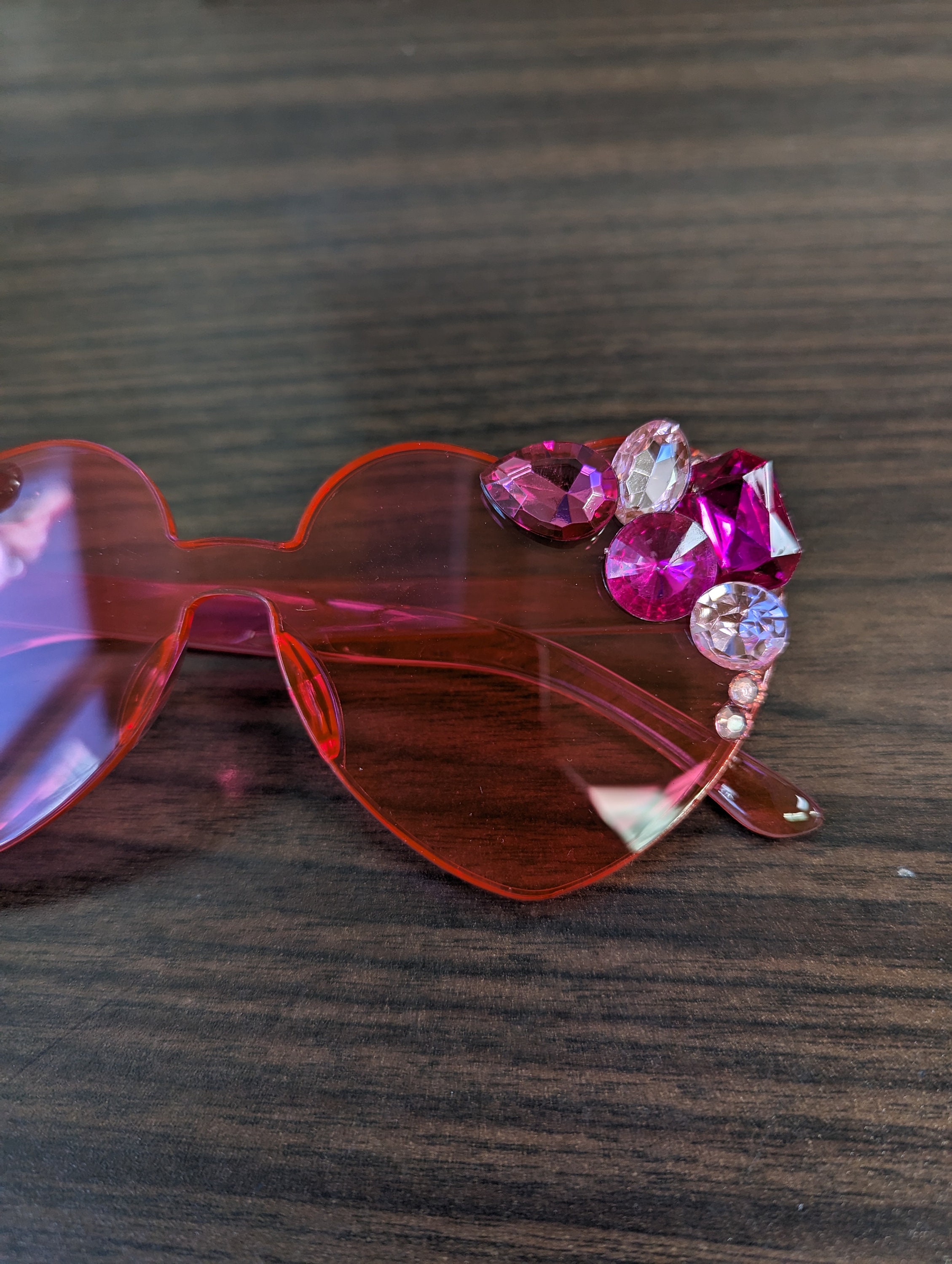 Pink Embellished Rhinestone Crystal Festival Sunglasses - Etsy display picture 2