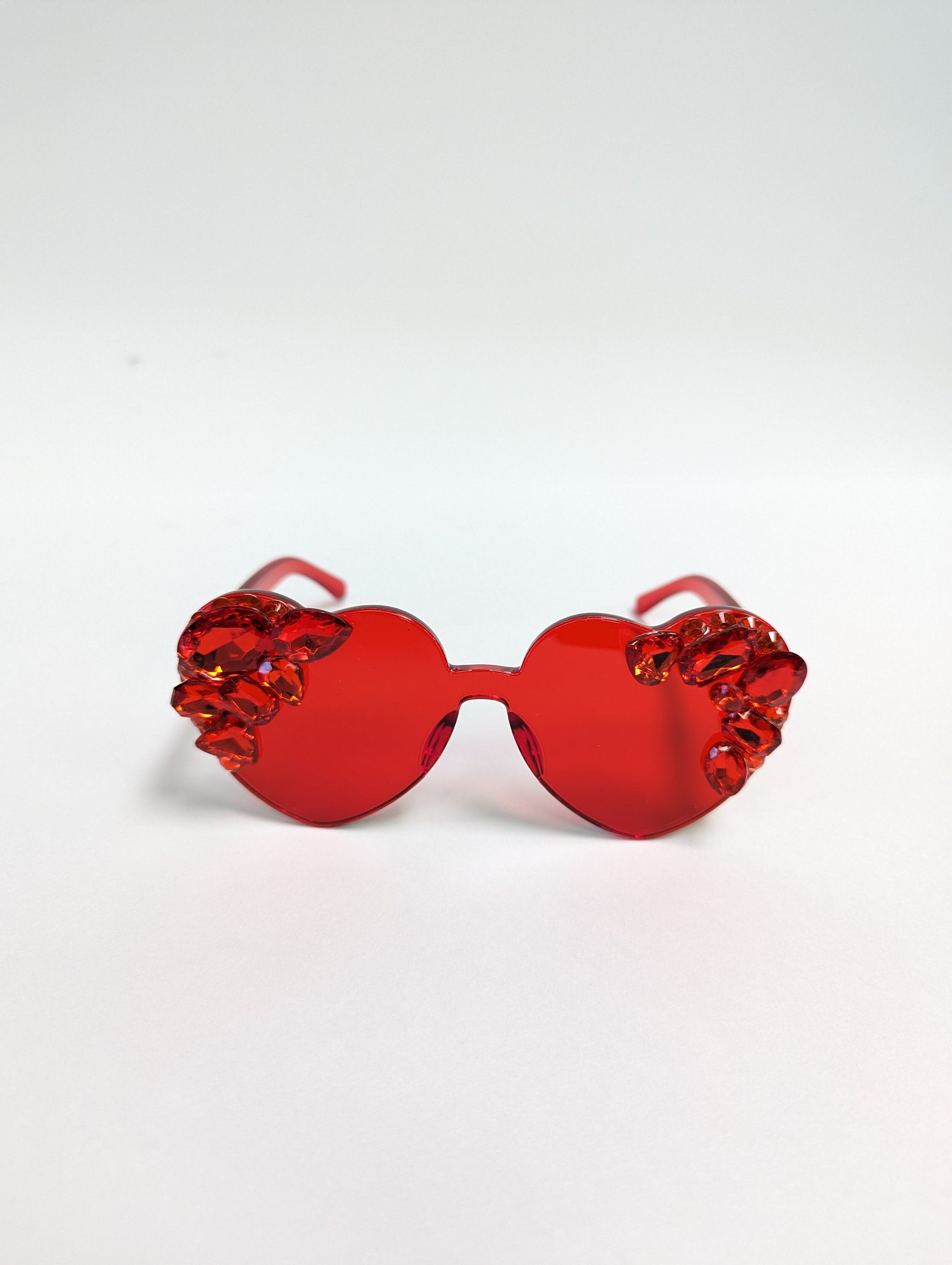 Red Embellished Rhinestone Crystal Festival Sunglasses - Etsy